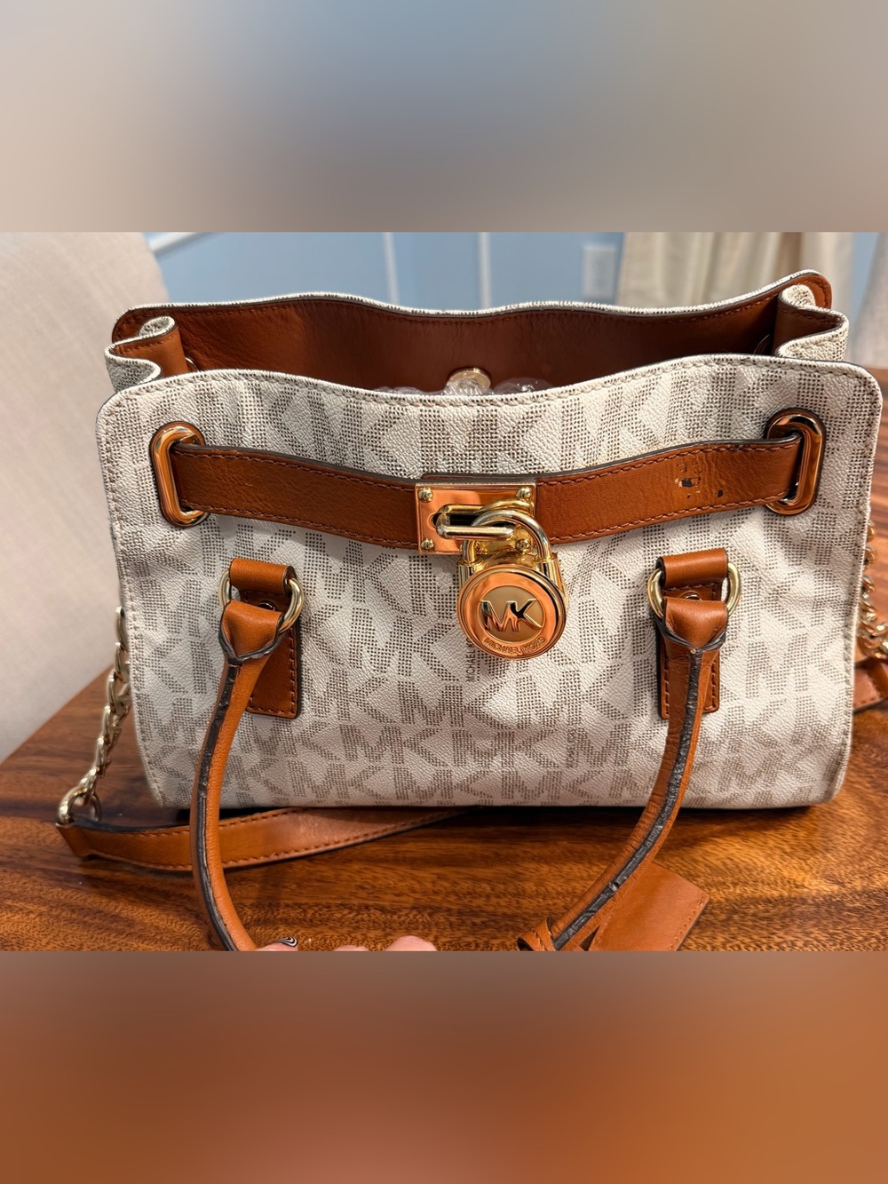 MICHAEL KORS Hamilton East West Tote Satchel Signature Canvas & Leather GUC - Picture 17 of 17
